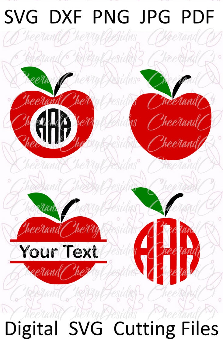 Apple Monogram Svg, Red Apple SVG for Teachers Svg School Monogram Svg ...