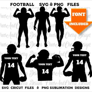 Voetbal SVG bundel PNG SVG-bestanden, voetbal speler SVG met gratis lettertype speler silhouet aangepaste voetbalshirt voetbal moeder SVG voetbal naam