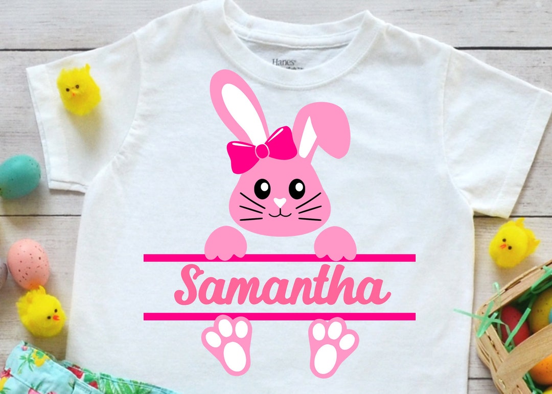 Bunny Split Monogram Svg for Easter Cricut Silhouette Files, Cute Bunny ...