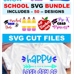 School SVG Bundle - 50 Designs - Teacher Svg Monogram Cut Files for ...
