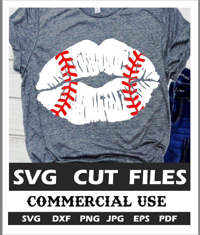 distressed baseball lips SVG softball sister svg girl cut Baseball mom Svg files for Cricut Silhouette grunge kiss baseball stitches Svg