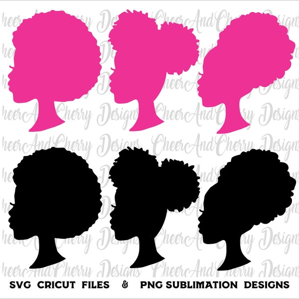 Afro-Puppe-Svg-Dateien für Cricut Silhouette Cameo Zurück Mädchen-Svg-Puppenkopf-Silhouette Cut-Datei Rosa Geburtstag-Shirt-Svg-Afroamerikaner-Svg