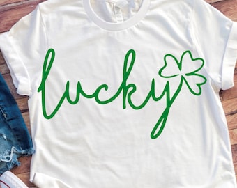 Lucky svg for st patrick day, Shamrock Svg files for Cricut Silhouette Iron on, hand lettered svg, saint patricks day Svg lucky shamrock svg