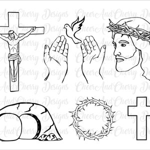 beaucoup peut arriver en 3 jours, Pâques Svg Png, Jésus dessiné à la main svg pour Cricut, Tomb Cut Files, Dessin au trait religieux, Couronne épines Png Personnaliser