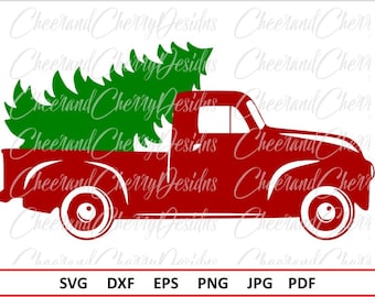 Christmas truck Svg Christmas SVG file Silhouette Christmas tree SVG for Cricut Red truck Svg Christmas truck with tree Svg Vinyl Clipart