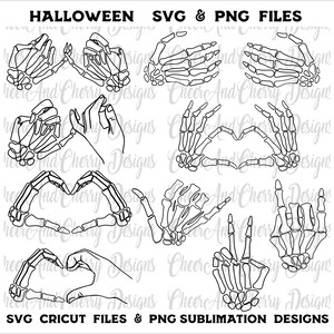 Skelett Hände SVG PNG Bundle, Halloween SVG Stay Spooky svg Pinky schwören svg für Cricut Skelly Rock Peace Händchen haltend geschnitten Dateien anpassen