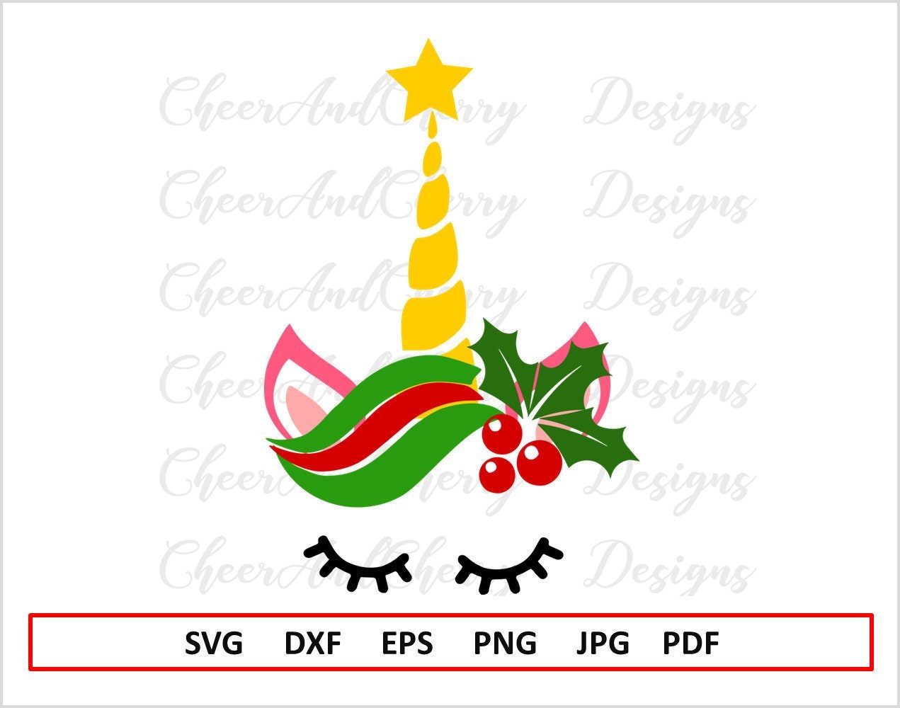 Download Christmas Unicorn Svg Christmas Svg File Unicorn Face Svg Etsy