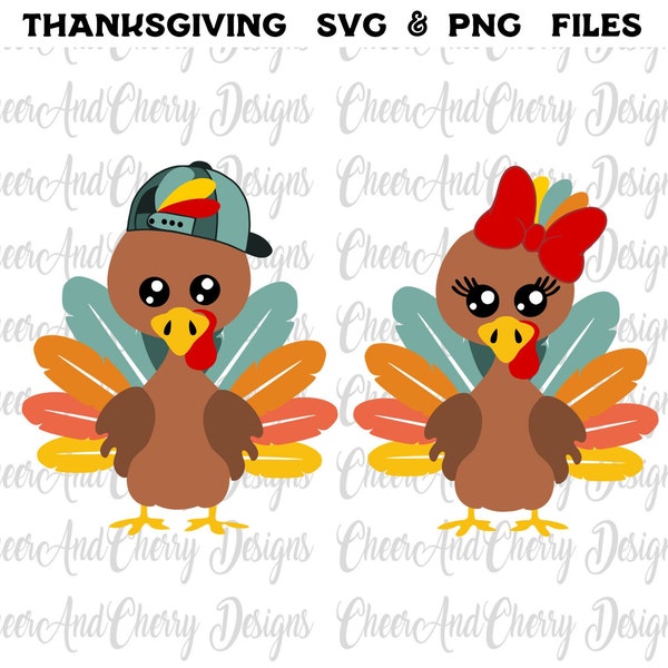 Cute turkey SVG PNG Bundle Thanksgiving Svg for Boys and Girls Toddler turkey svg for Cricut Siblings matching Shirts Sublimation Design