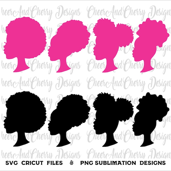 Afro doll Svg files for Cricut Silhouette Cameo Back girl Svg doll head silhouette Cut file Pink birthday Shirt Svg African American Svg