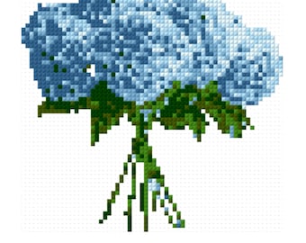 Hortensienstrauß Nadelspitze Stickmuster - Kreuzstich PDF Vorlage (Digitaler Download)