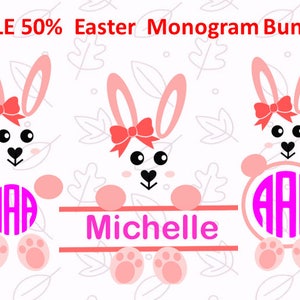 Split Easter SVG Monogram SVG Bunny cut files Easter Bunny Svg Easter Svg Bunny Monogram Frame SVG Rabbit Cut Files Easter basket Svg Girl