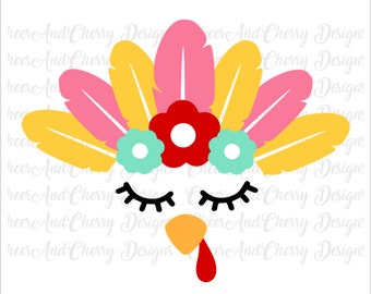 Girl Turkey Face SVG: Thanksgiving Cricut Silhouette Design (Digital Download)