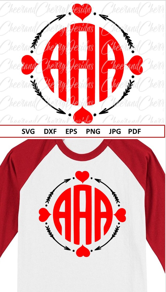 Download Valentine monogram Svg Circle Arrow monogram Frame Svg | Etsy