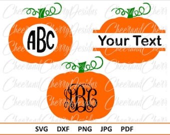 Pumpkin SVG Pumpkin monogram Svg Thanksgiving Svg Split Pumpkin Svg Fall cut file Thanksgiving monogram SVG for Silhouette Cameo Cricut
