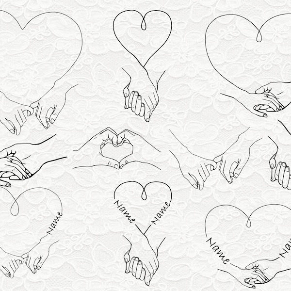 Custom Holding Hands SVG PNG bundle - 10 modèles de fichiers SVG de mariage, Pinky Hold svg pour Cricut, Couple Hands With Text Names