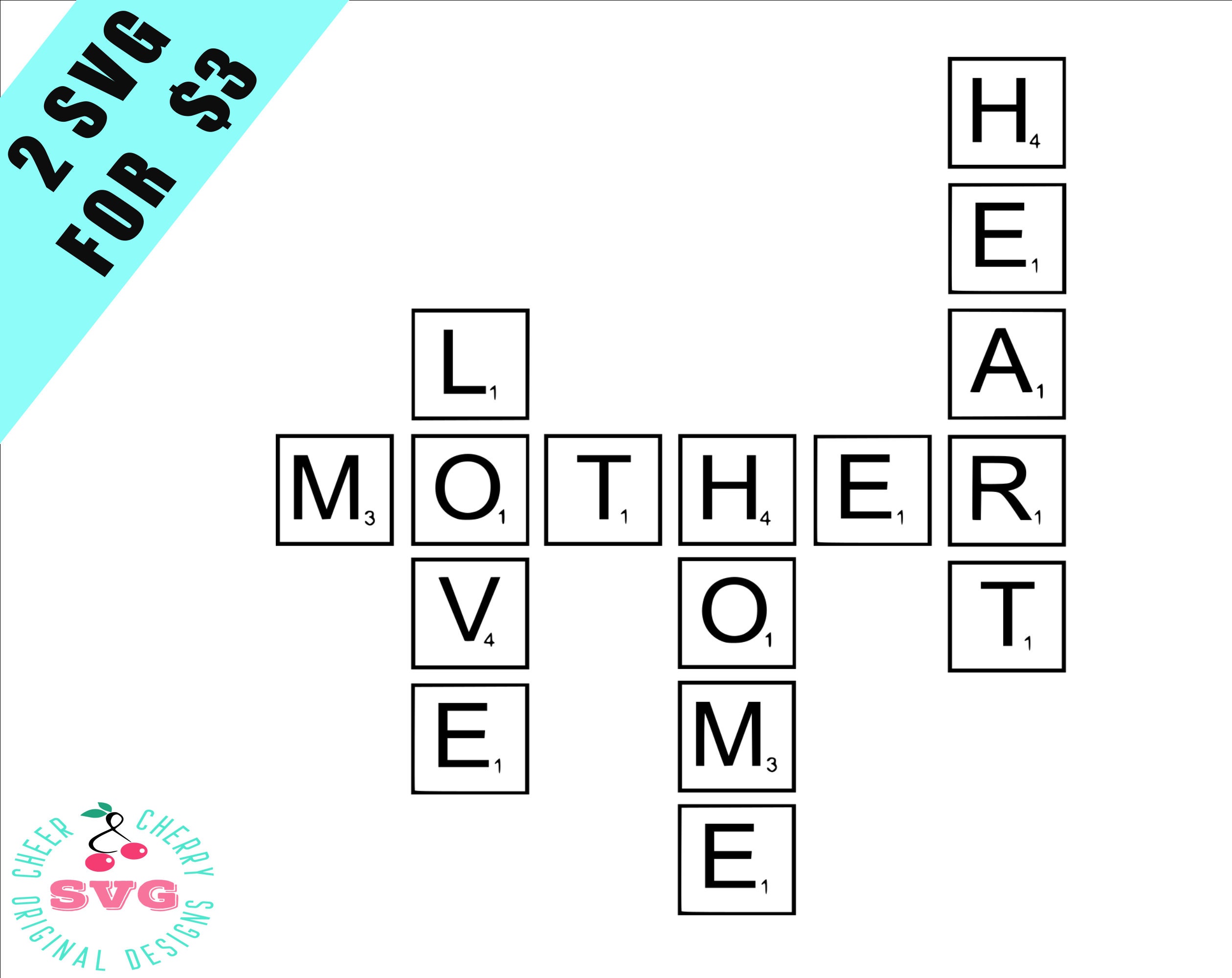 Mother Love Home svg for signs, Scrabble SVG, Scrabble Tile Mothers Day SVG, Mama Svg Cricut Cutting New Mom gift iron on transfer printable