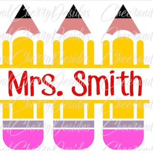 Split pencils monogram SVG, Pencil Svg, Teachers monogram svg, DIY Teacher gift svg, Pencil Silhouette file, Back to school svg for Cricut