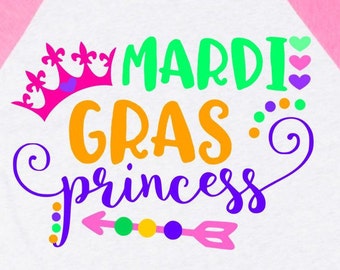 Mardi Gras Princess SVG: Girl's Cut File for Cricut, Silhouette (Digital Download)