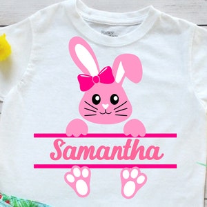 SVG de Páscoa personalizado, monograma de coelho personalizado com seu nome, arquivos de corte de Páscoa de menina para Cricut Silhouette Cameo SVG de coelho dividido personalizado