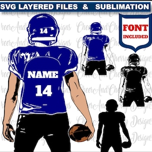 Custom Football Player SVG PNG bundle - 3 designs Football Svg files, Football Season svg for Cricut, Football boy Svg Font Names Numbers