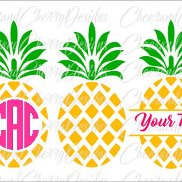 Pineapple SVG for Vinyl shirts, Pineapple Monogram svg for Cricut, pineapple Png Pineapple split Monogram frame cut file