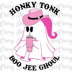 Halloween Boo Jee Svg, Honky Tonk Ghost Svg Spooky seizoen Kids halloween Png, Western Pink pop svg tuimelaar PNG Sublimatie Sticker bestand
