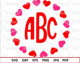 Heart Monogram SVG: Valentine's Day Frame, Cricut & Silhouette (Digital Download)