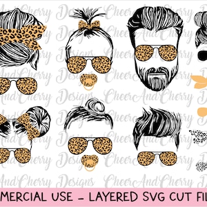 Mom Life svg bundle, Family life Svg, Momlife cut file Messy Bun Svg, Dad life svg Kid life Svg Baby life Svg Leopard Layered svg Cricut DIY