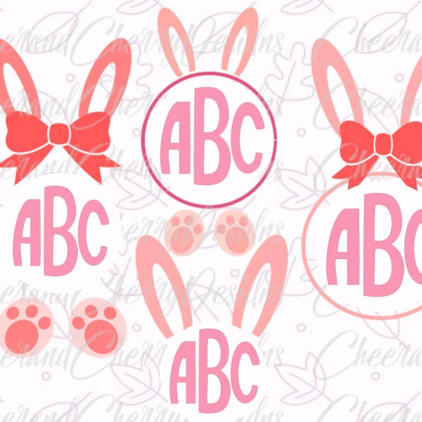 Easter Bunny SVG, Baby Firs Easter SVG, Bunny Monogram SVG Bundle, Bunny Ears Svg Dxf Rabbit Clipart  Png Easter Silhouette Cricut Cut File