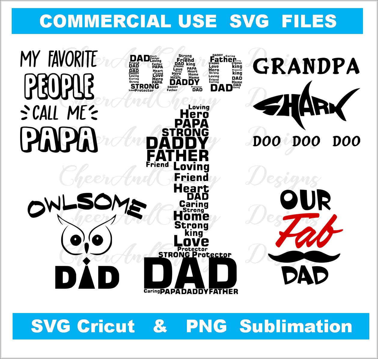 Father's Day Bundle SVG PNG Download - 50 Designs, Funny Dad Cut Files ...