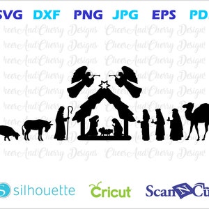 Christmas SVG Christmas Scene Svg Nativity SVG for Christmas cut file Holy Night SVG Manger Svg Mary Joseph Baby Jesus Svg Silhouette Cricut