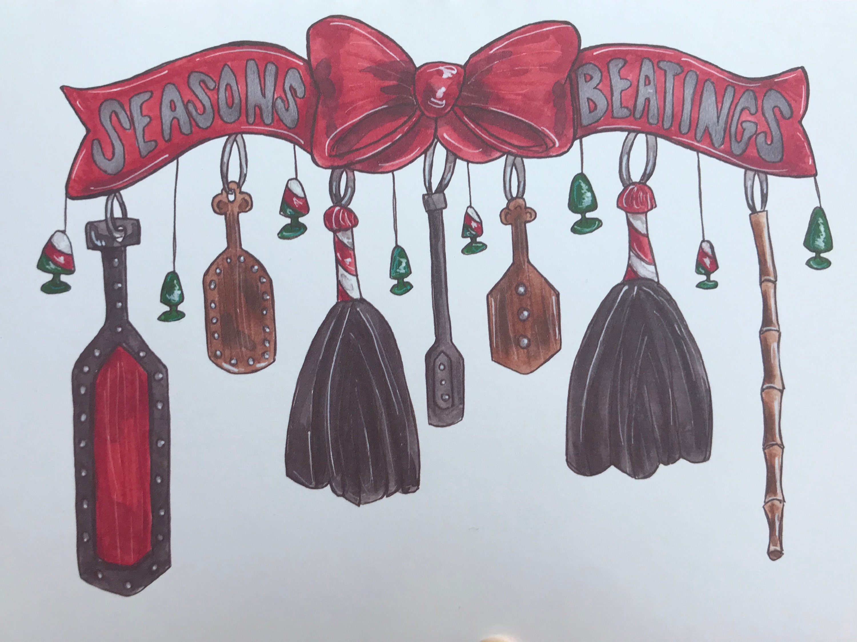 Seasons Beatings Kinky Christmas Card | Etsy
