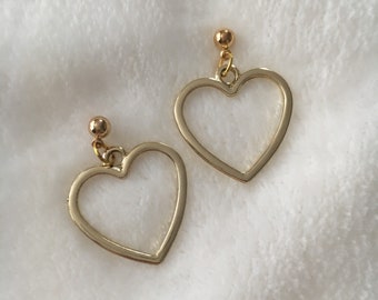 Gold Heart Stud Earrings