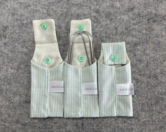 Handmade Mint Green Stripe Needle Case for FlexiFlips, CraSyTrio