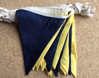 Bunting, garden bunting, extra long 13m bunting, navy & yellow bunting, garden party bunting, party bunting, flag string bunting, pool flags