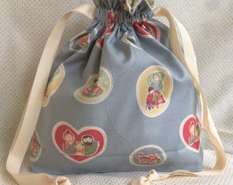 Lewis and Irene Knitting Project Bag, Drawstring Crochet Bag