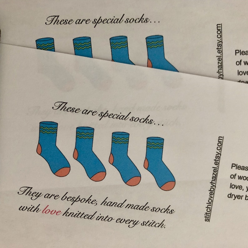 Printable sock label sock band hand knitted sock wrapper Etsy