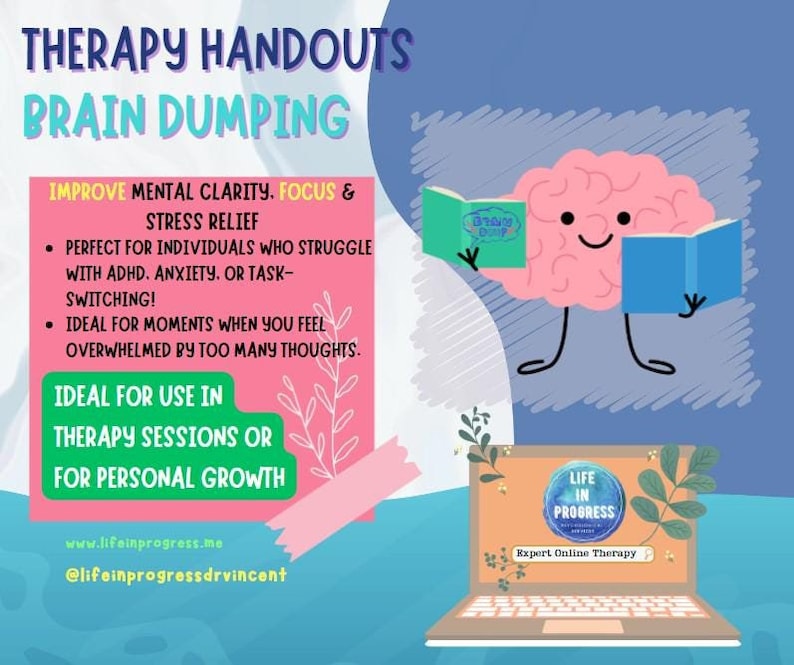 Brain Dump Worksheet | ADHD & Anxiety Therapy Tool | Mental Declutter ...