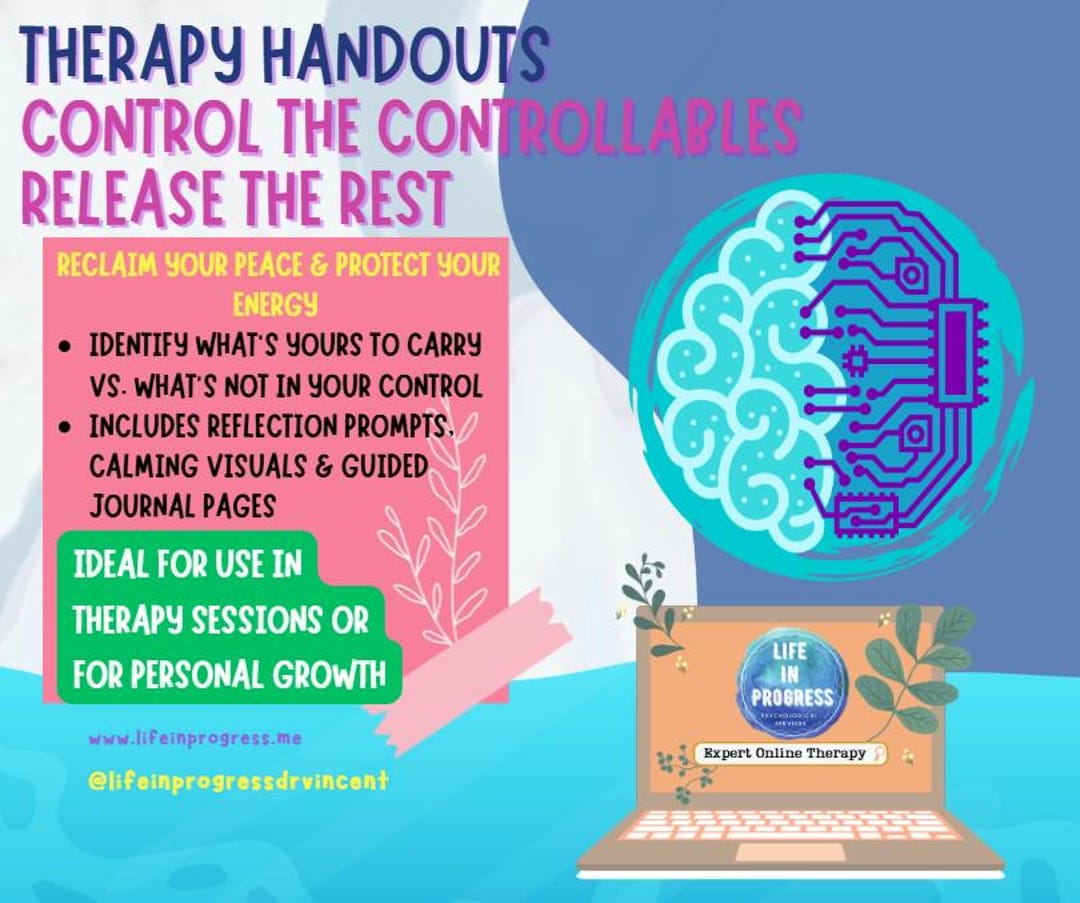 What’s in My Control Worksheet | Anxiety & Overwhelm Therapy Handout ...