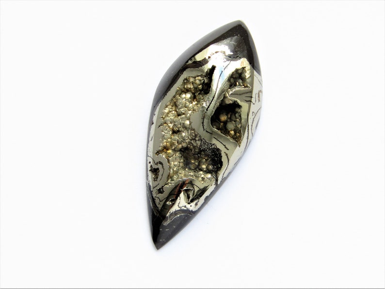 Very rare Ammonite geode with silver pyrite cabochon from Russia 39\u044531\u04455 mm