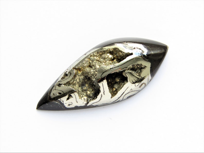 Very rare Ammonite geode with silver pyrite cabochon from Russia 39\u044531\u04455 mm