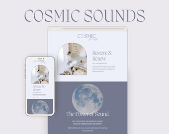 Sound Healer Website Template Canva, Mystical Website, Magic Meditation Website, Canva Sales Page, Witch Website, Sound Bath Website