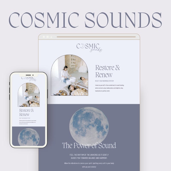 Sound Healer Website Template Canva, Mystical Website, Magic Meditation Website, Canva Sales Page, Witch Website, Sound Bath Website