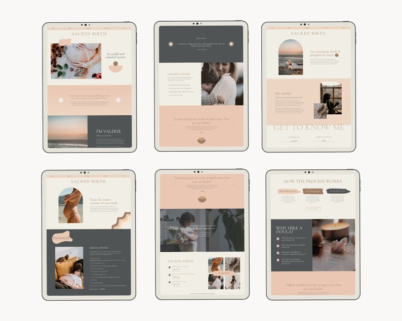 Doula Website Template, Boho Showit Template for Birth Workers, Modern Wellness Website Template image 2