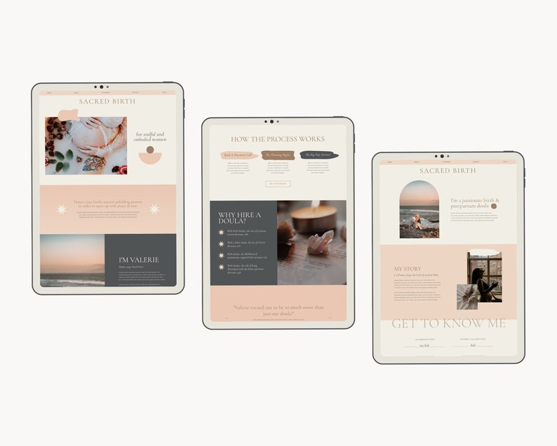 Doula Website Template, Boho Showit Template for Birth Workers, Modern Wellness Website Template image 3