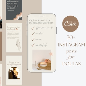 Social Media Templates for Doulas, Birth Workers, Lactation Consultants, Midwives, 70+ Editable Canva Instagram Templates