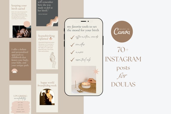 Doula Instagram Templates: 70+ Editable Canva Birth Worker Posts