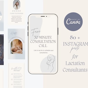Könnte beinhalten: Ein Handy-Bildschirm-Mockup mit hellblauem Hintergrund und einem weißen Kreis mit einer Strichzeichnung einer Mutter und eines Kindes. Der Text auf dem Bildschirm lautet "Kostenloser 30-minütiger Beratungstermin. Link in meiner Bio, um Ihren Beratungstermin zu planen."