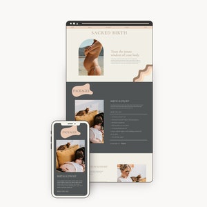 Doula Website Template, Boho Showit Template for Birth Workers, Modern Wellness Website Template image 4
