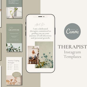 Modelli di social media per terapisti, psicologi, professionisti della salute mentale, consulenti, modelli di Instagram Canva modificabili